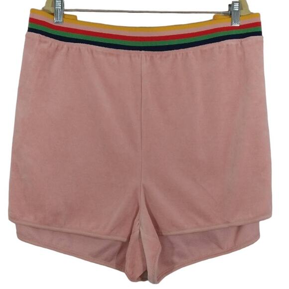 Y Wild Fable Plus Size Pink Retro Mid-Rise Velour Lounge Track Shorts NWT New 4X - Picture 1 of 8